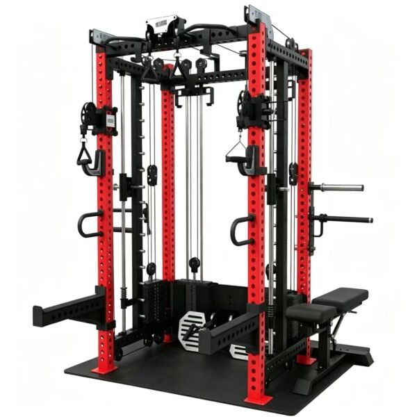 Full Power Cage With Dual Weight Stack Cable Crossover & Adjustable Weight Bench